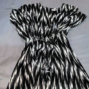 Black and White (cinched waist) dress WARNING:slightly see through